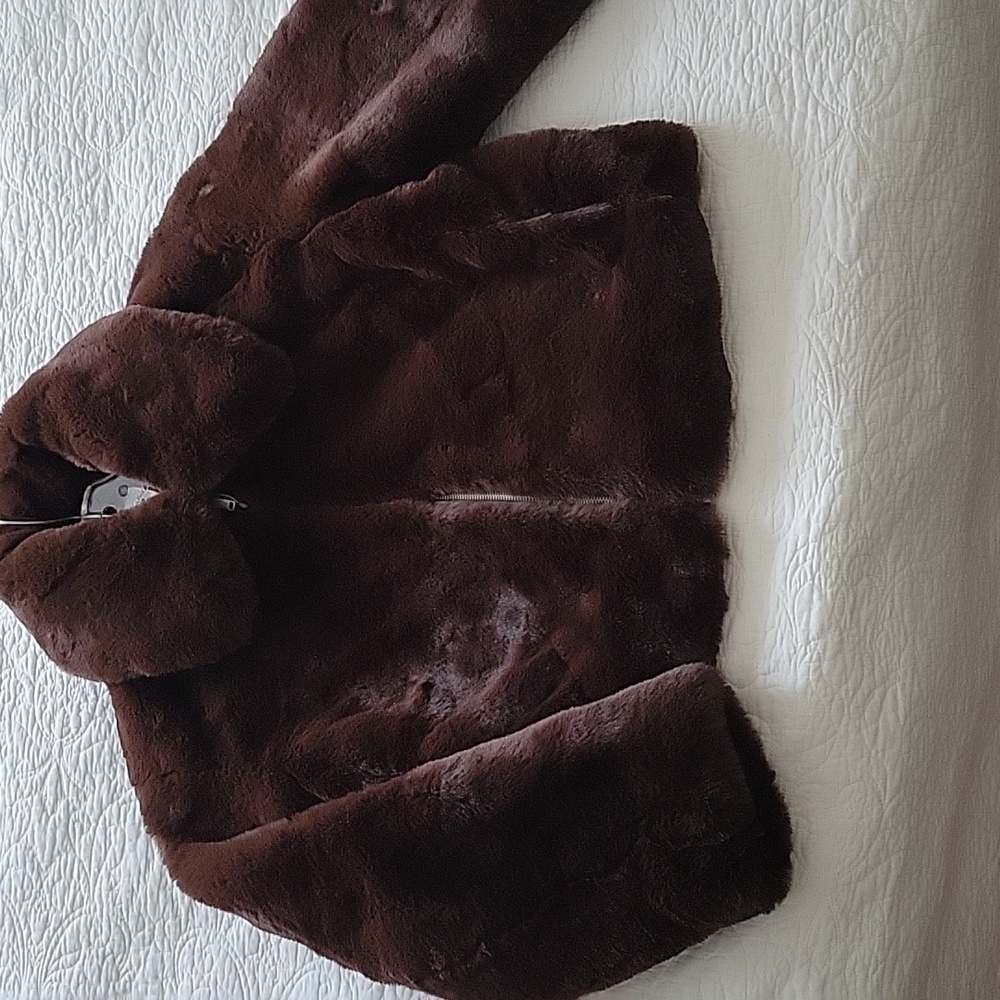 GAP Factory Women's Relaxed Faux-Fur Jacket in Brown- Size S- New! - Picture 9 of 14